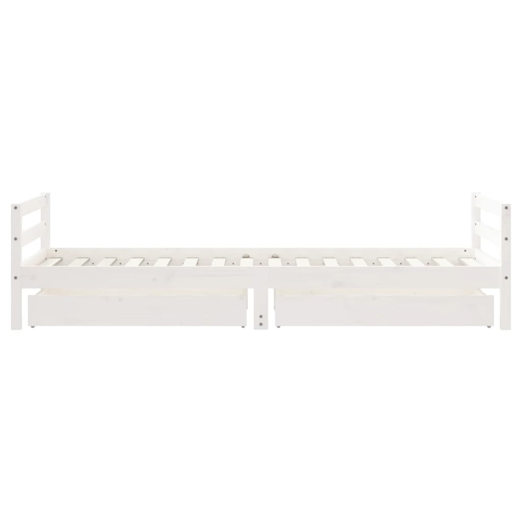 Kinderbedframe Met Lades 90X200 Cm Massief Grenenhout Wit