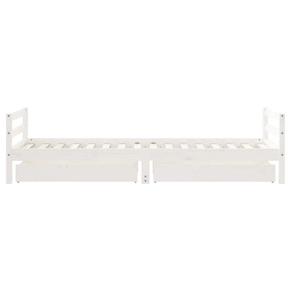 Kinderbedframe Met Lades 90X200 Cm Massief Grenenhout Wit