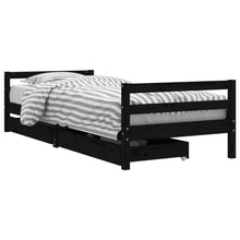 Kinderbedframe Met Lades 90X200 Cm Massief Grenenhout Zwart