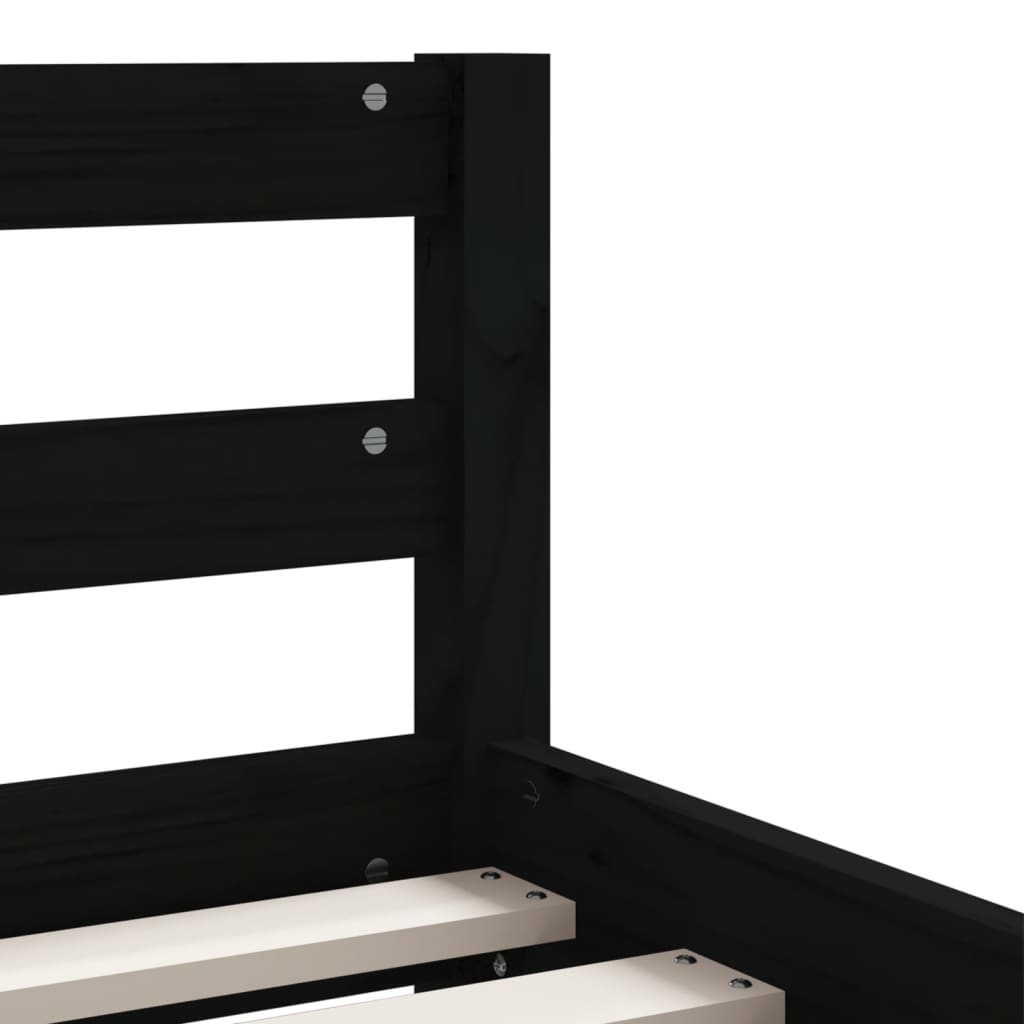 Kinderbedframe Met Lades 90X200 Cm Massief Grenenhout Zwart