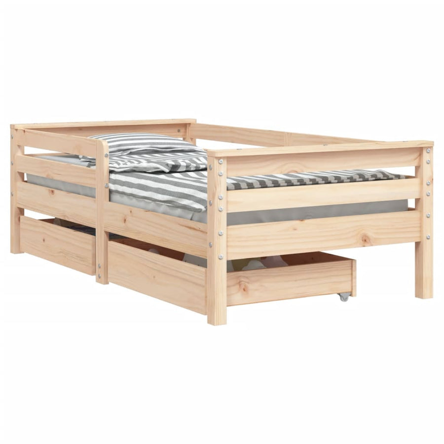 Kinderbedframe Met Lades Massief Grenenhout 70 x 140 cm Naturel