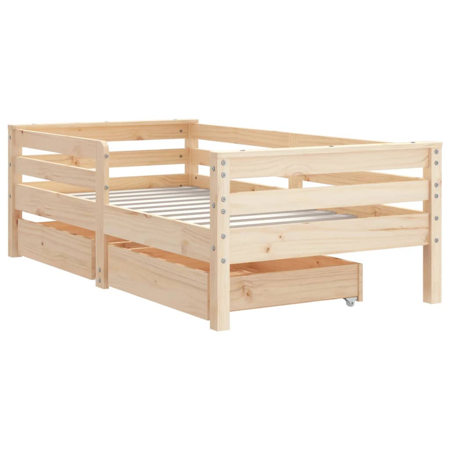 Kinderbedframe Met Lades Massief Grenenhout 70 x 140 cm Naturel