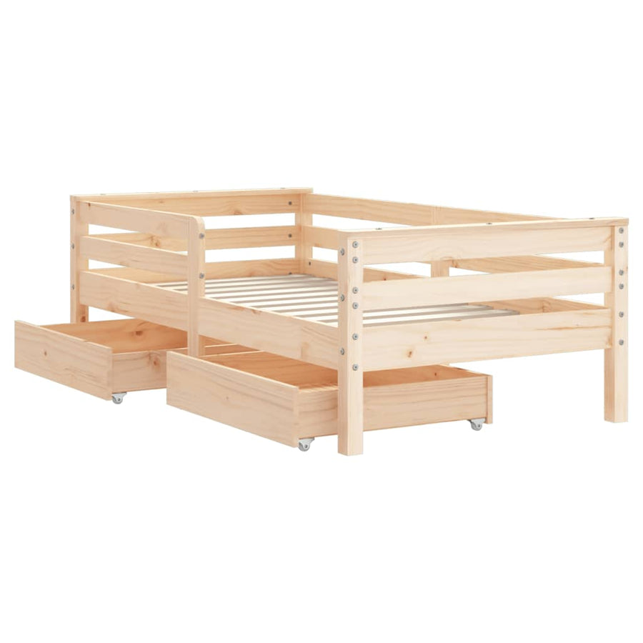 Kinderbedframe Met Lades Massief Grenenhout 70 x 140 cm Naturel