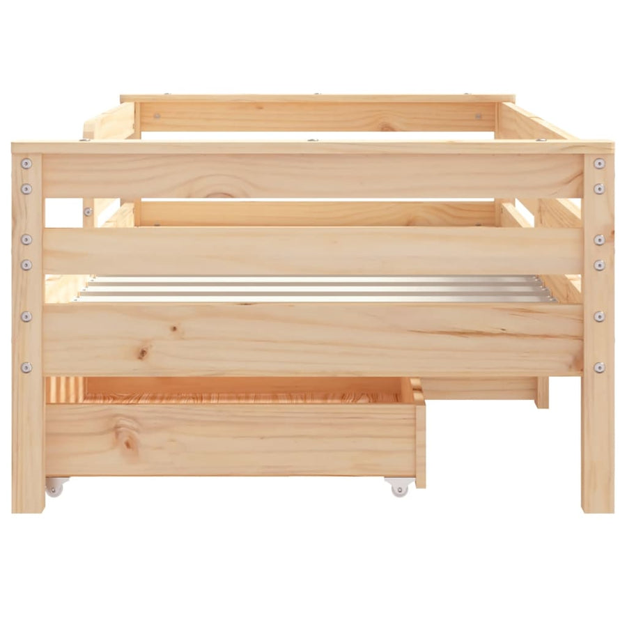 Kinderbedframe Met Lades Massief Grenenhout 70 x 140 cm Naturel