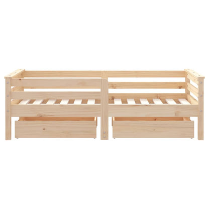 Kinderbedframe Met Lades Massief Grenenhout 70 x 140 cm Naturel