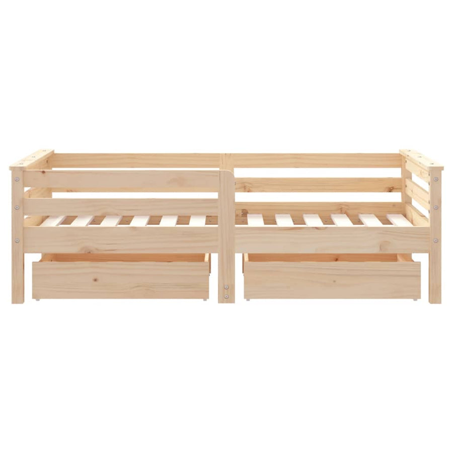 Kinderbedframe Met Lades Massief Grenenhout 70 x 140 cm Naturel
