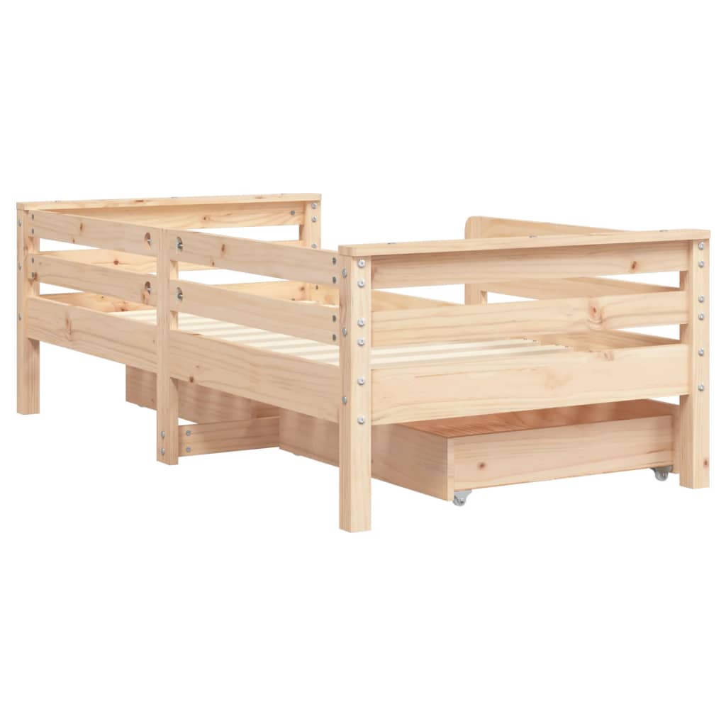 Kinderbedframe Met Lades Massief Grenenhout 70 x 140 cm Naturel