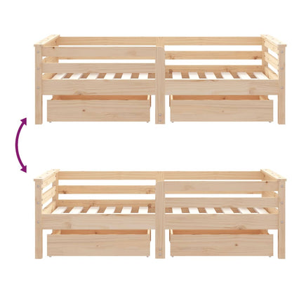 Kinderbedframe Met Lades Massief Grenenhout 70 x 140 cm Naturel