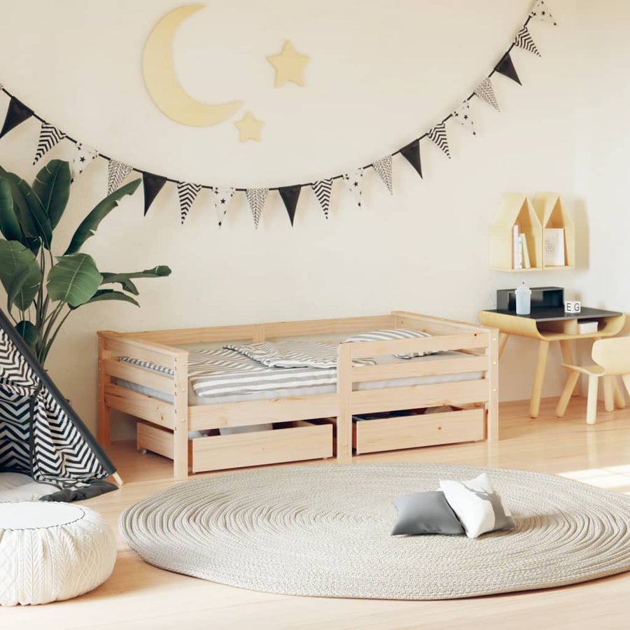 Kinderbedframe Met Lades Massief Grenenhout 70 x 140 cm Naturel
