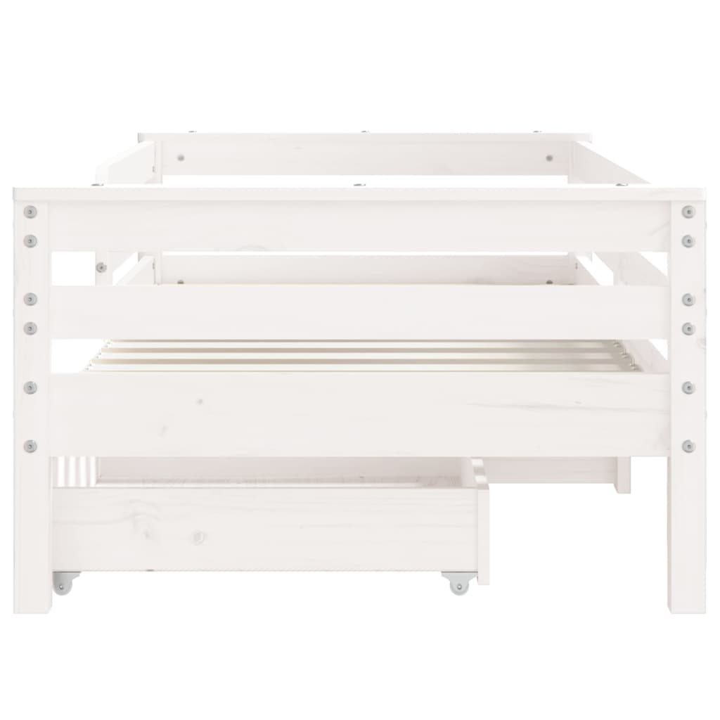 Kinderbedframe Met Lades 70X140 Cm Massief Grenenhout Wit