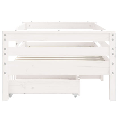 Kinderbedframe Met Lades 70X140 Cm Massief Grenenhout Wit