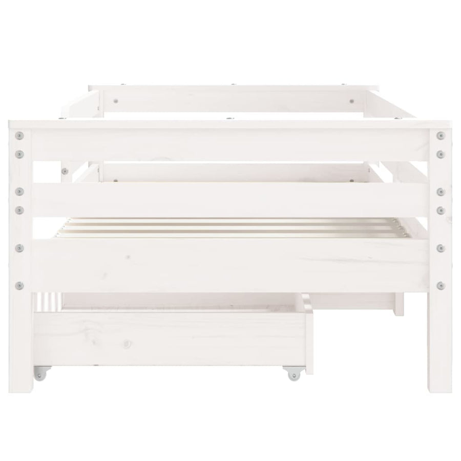 Kinderbedframe Met Lades 70X140 Cm Massief Grenenhout Wit