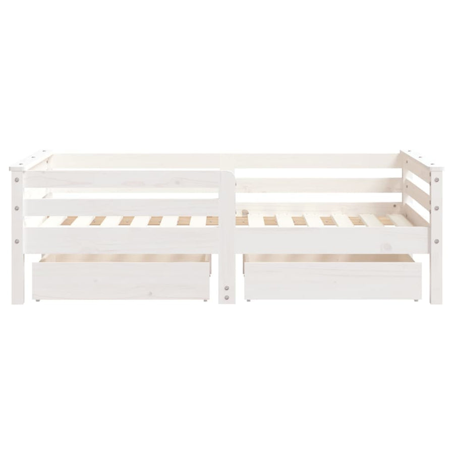 Kinderbedframe Met Lades 70X140 Cm Massief Grenenhout Wit