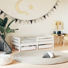 Kinderbedframe 70x140 cm massief grenenhout wit met lades