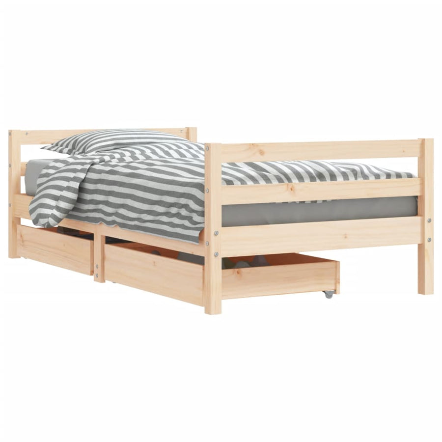 Kinderbedframe Met Lades Massief Grenenhout 80 x 160 cm Naturel