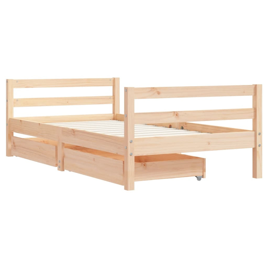 Kinderbedframe Met Lades Massief Grenenhout 80 x 160 cm Naturel