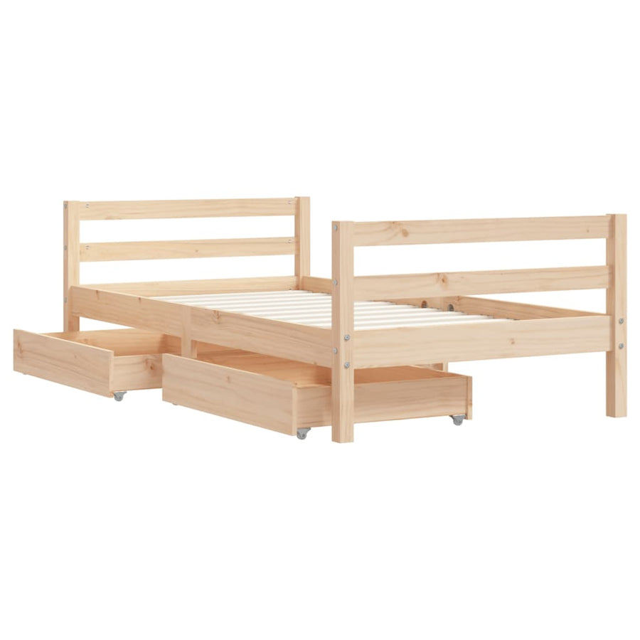Kinderbedframe Met Lades Massief Grenenhout 80 x 160 cm Naturel