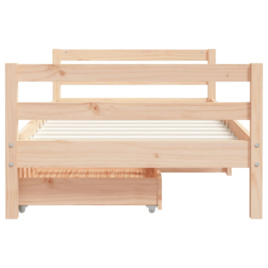 Kinderbedframe Met Lades Massief Grenenhout 80 x 160 cm Naturel
