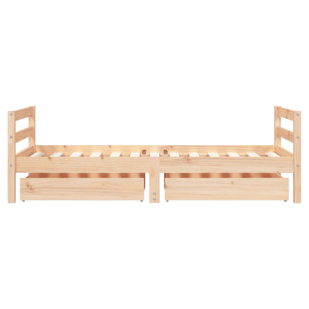 Kinderbedframe Met Lades Massief Grenenhout 80 x 160 cm Naturel