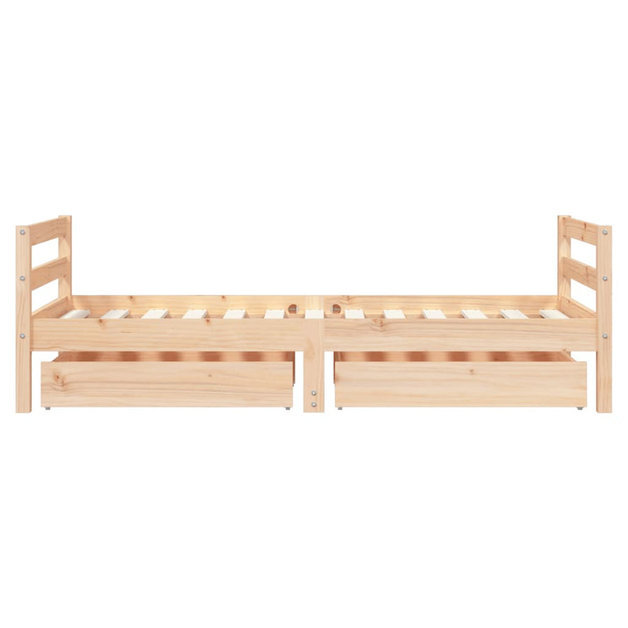 Kinderbedframe Met Lades Massief Grenenhout 80 x 160 cm Naturel