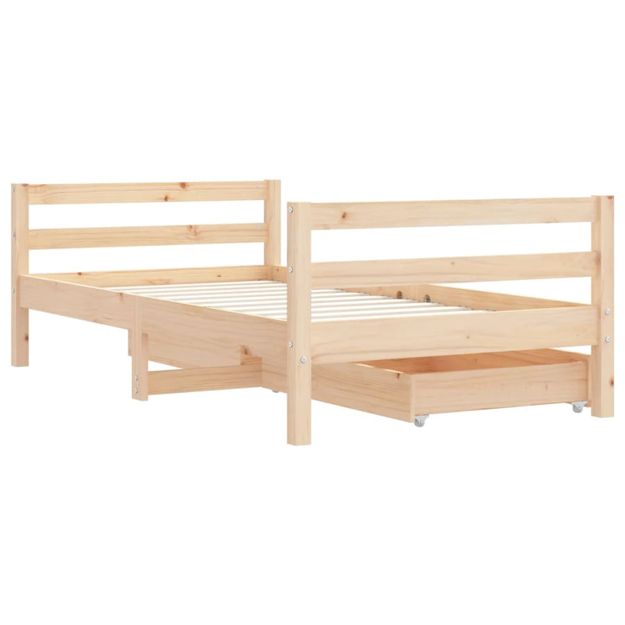 Kinderbedframe Met Lades Massief Grenenhout 80 x 160 cm Naturel