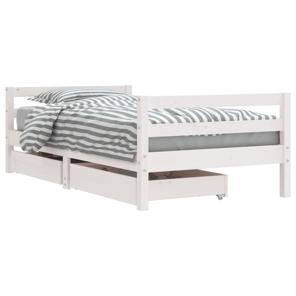 Kinderbedframe Met Lades 80X160 Cm Massief Grenenhout Wit