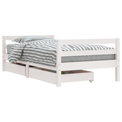 Kinderbedframe Met Lades 80X160 Cm Massief Grenenhout Wit