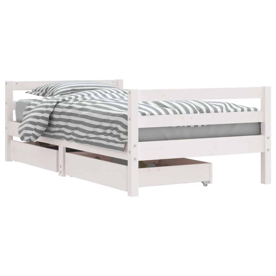 Kinderbedframe Met Lades 80X160 Cm Massief Grenenhout Wit