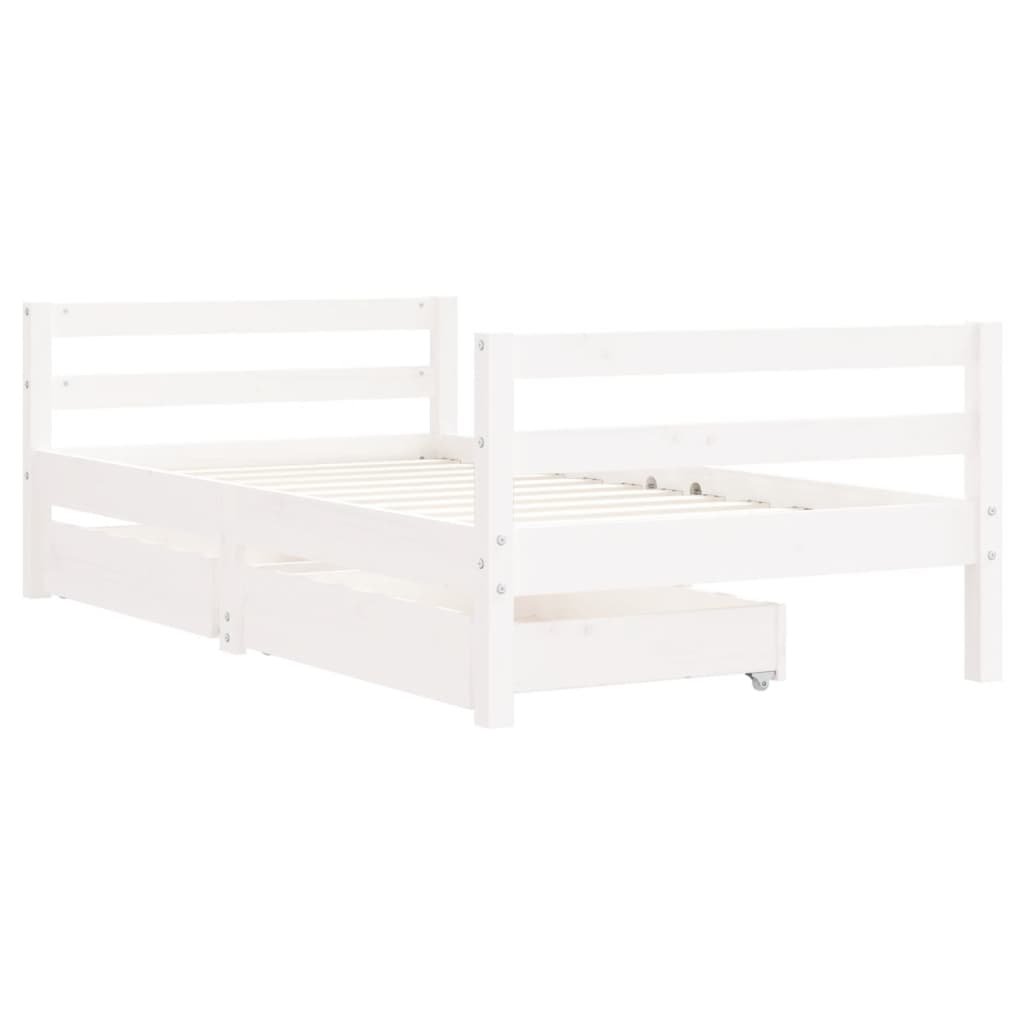 Kinderbedframe Met Lades 80X160 Cm Massief Grenenhout Wit