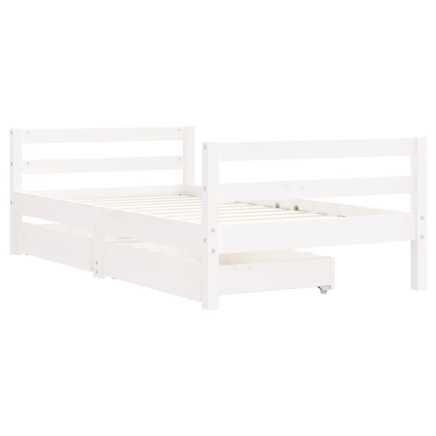 Kinderbedframe Met Lades 80X160 Cm Massief Grenenhout Wit