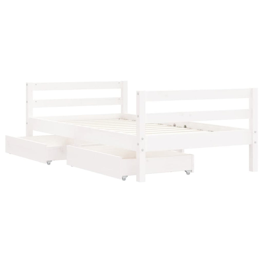 Kinderbedframe Met Lades 80X160 Cm Massief Grenenhout Wit
