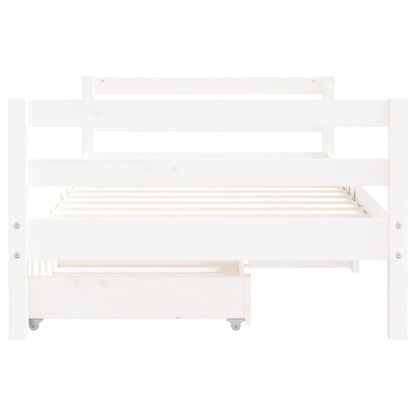 Kinderbedframe Met Lades 80X160 Cm Massief Grenenhout Wit