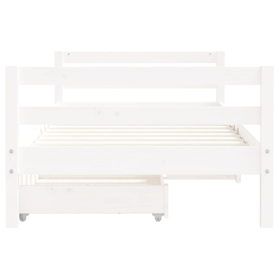 Kinderbedframe Met Lades 80X160 Cm Massief Grenenhout Wit