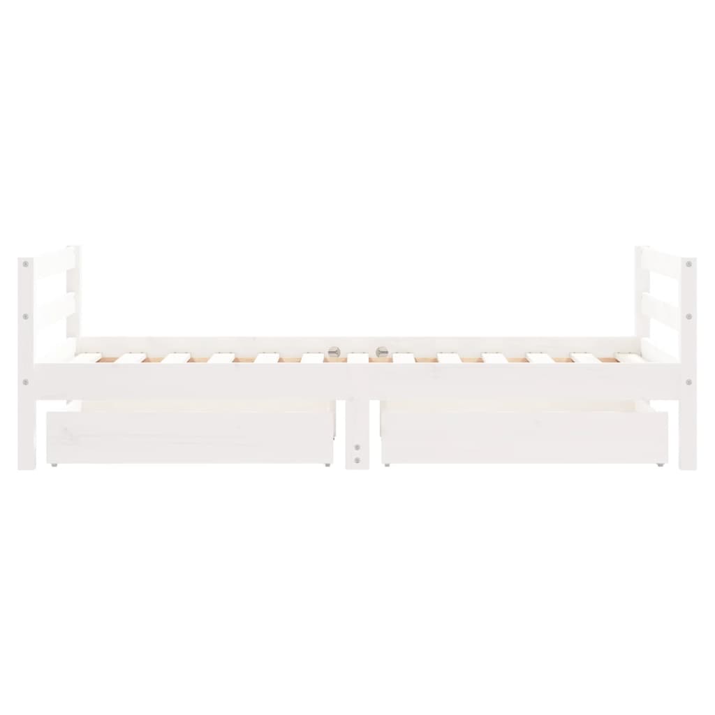 Kinderbedframe Met Lades 80X160 Cm Massief Grenenhout Wit