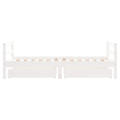 Kinderbedframe Met Lades 80X160 Cm Massief Grenenhout Wit
