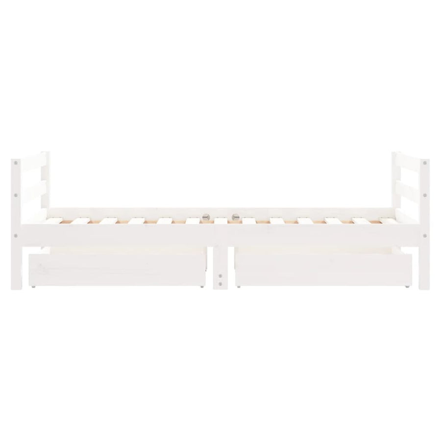 Kinderbedframe Met Lades 80X160 Cm Massief Grenenhout Wit