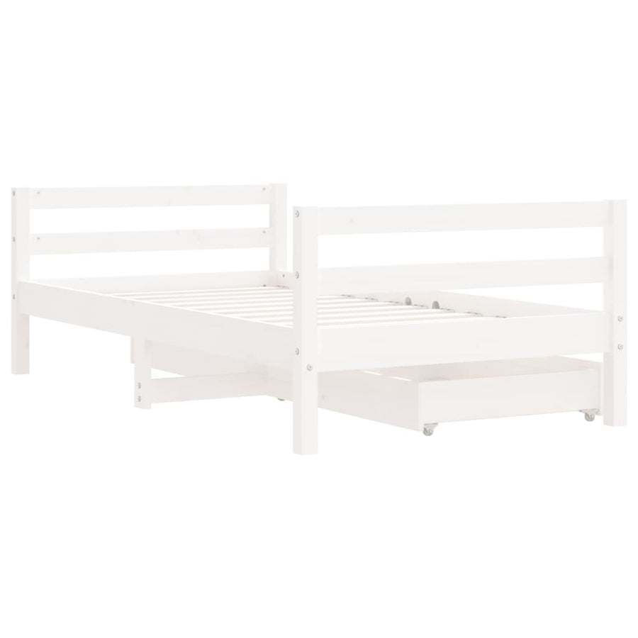 Kinderbedframe Met Lades 80X160 Cm Massief Grenenhout Wit