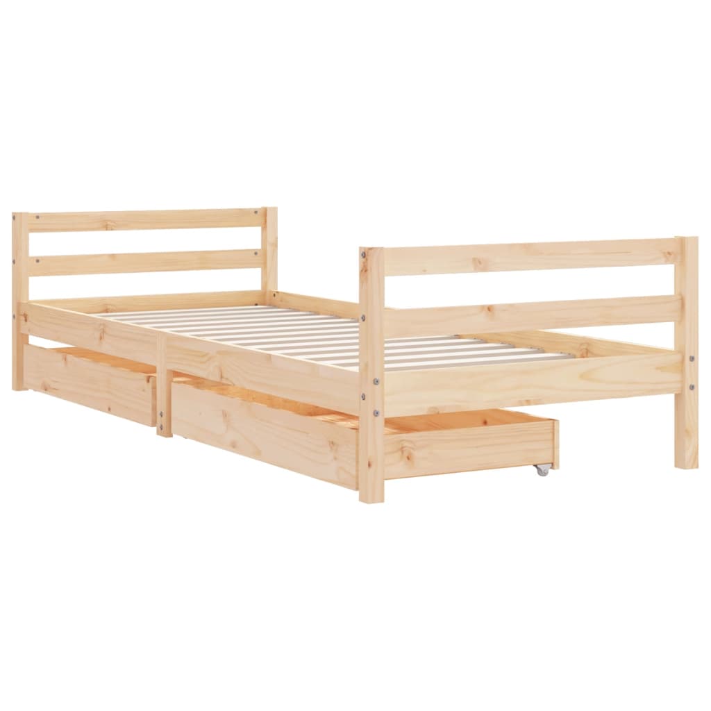Kinderbedframe Met Lades 90X190 Cm Massief Grenenhout