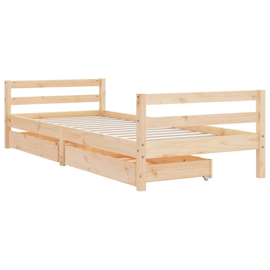 Kinderbedframe Met Lades 90X190 Cm Massief Grenenhout