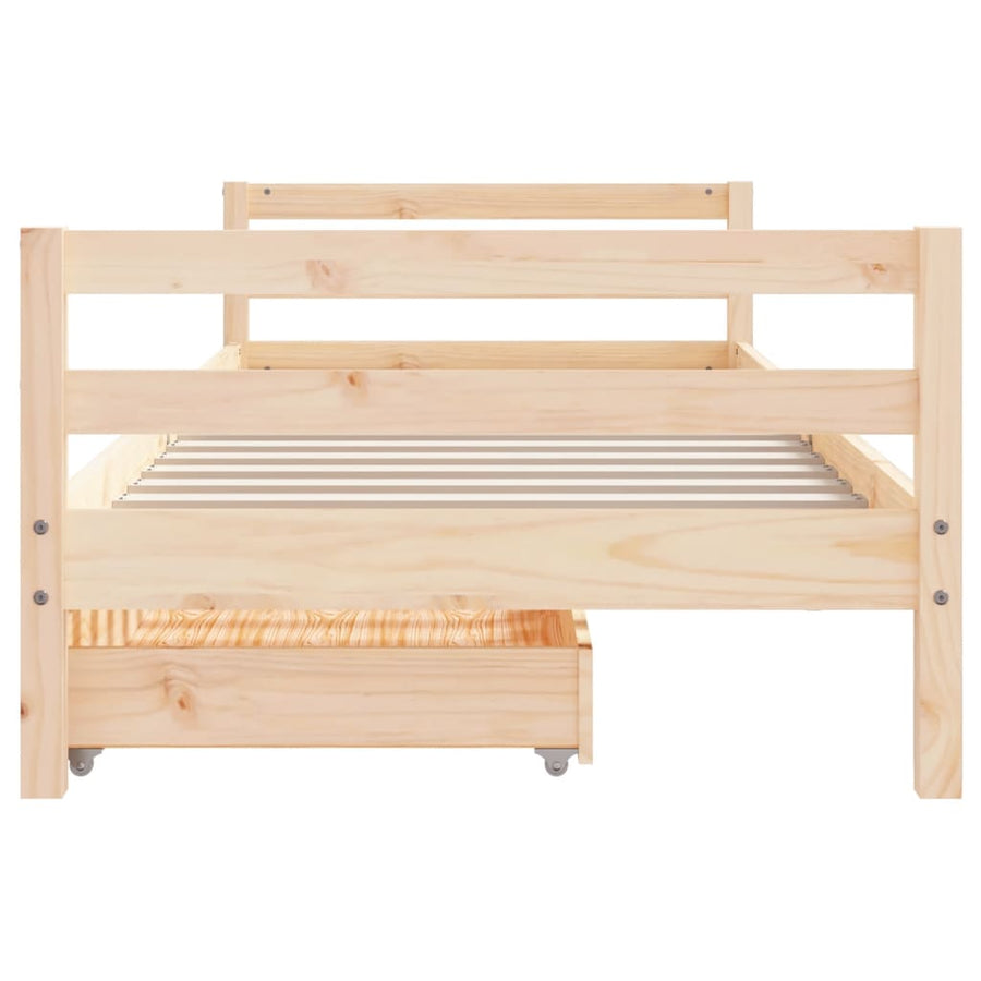 Kinderbedframe Met Lades 90X190 Cm Massief Grenenhout