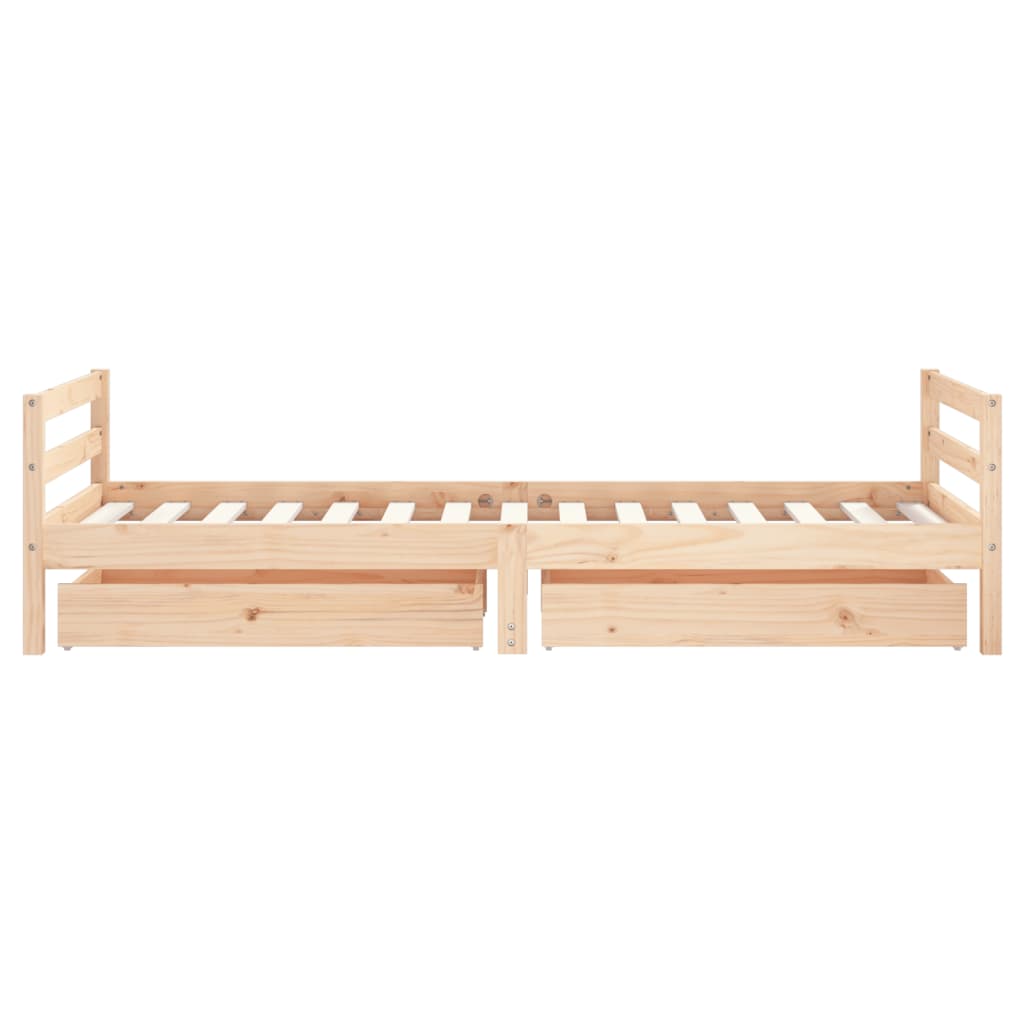 Kinderbedframe Met Lades 90X190 Cm Massief Grenenhout