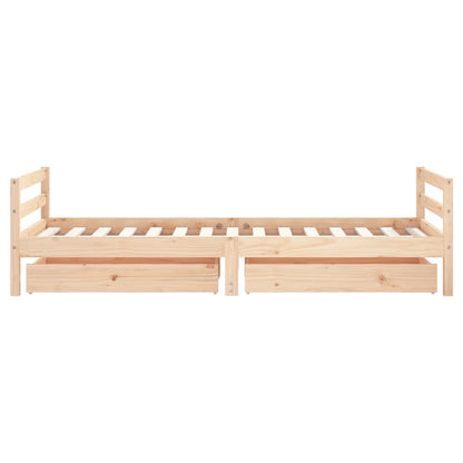 Kinderbedframe Met Lades 90X190 Cm Massief Grenenhout