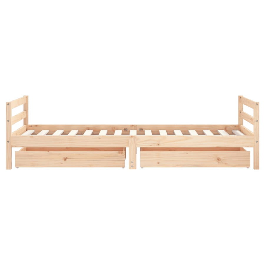 Kinderbedframe Met Lades 90X190 Cm Massief Grenenhout