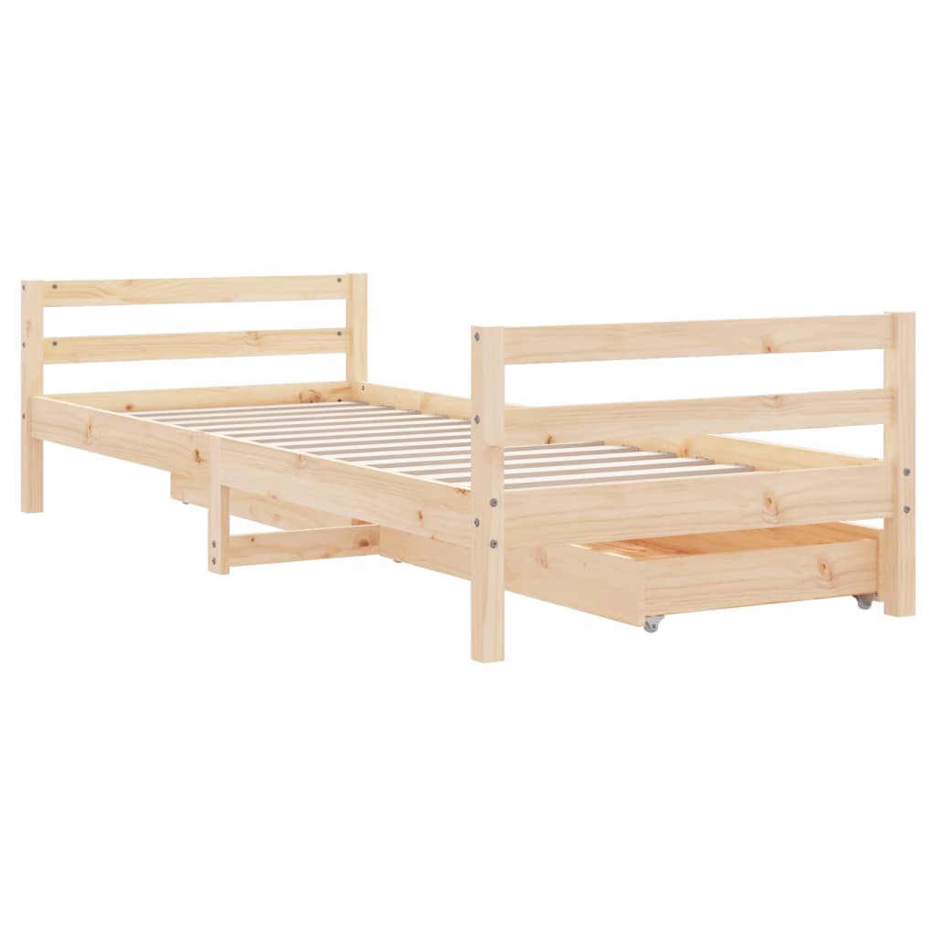 Kinderbedframe Met Lades 90X190 Cm Massief Grenenhout