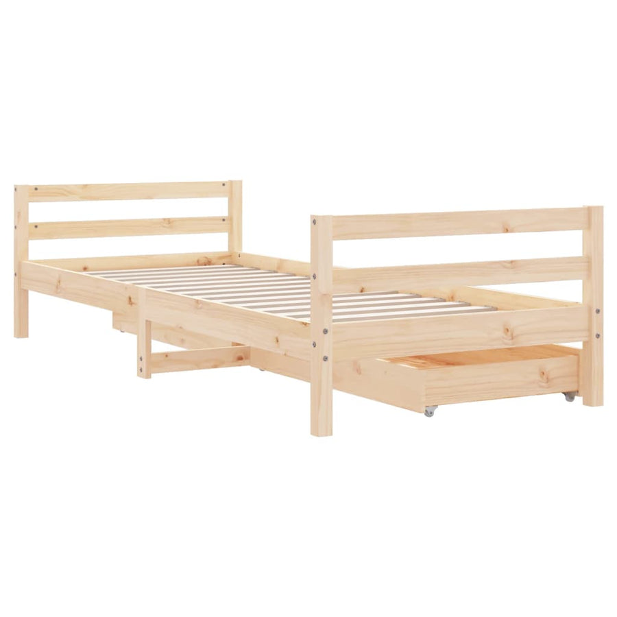 Kinderbedframe Met Lades 90X190 Cm Massief Grenenhout