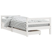 Kinderbedframe Met Lades 90X190 Cm Massief Grenenhout Wit