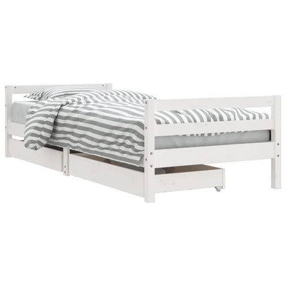 Kinderbedframe Met Lades 90X190 Cm Massief Grenenhout Wit