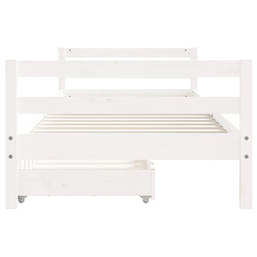 Kinderbedframe Met Lades 90X190 Cm Massief Grenenhout Wit