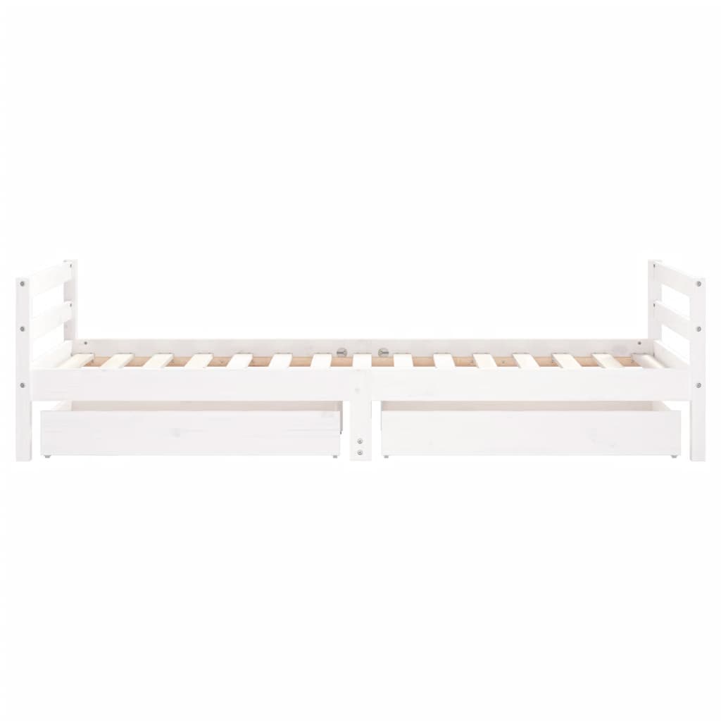 Kinderbedframe Met Lades 90X190 Cm Massief Grenenhout Wit