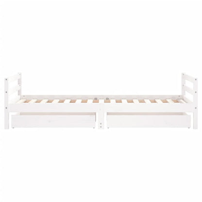 Kinderbedframe Met Lades 90X190 Cm Massief Grenenhout Wit